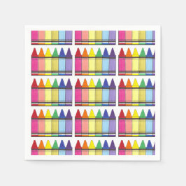 Rainbow Crayons Artist Art Class Verjaardagsfeest Servet