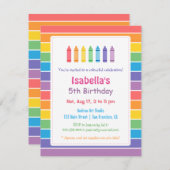 Rainbow Crayons Arts Crafts Kinderverjaardagsfeest Kaart (Voorkant / Achterkant)