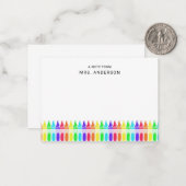 Rainbow Crayons Gepersonaliseerde Elementaire Lera Notitiekaartje (Voorkant / Achterkant in situ)