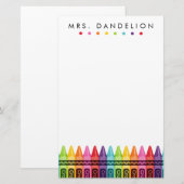Rainbow Crayons | Kindergarten leraar Briefpapier (Voorkant / Achterkant)