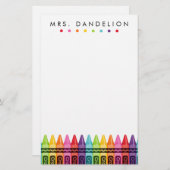 Rainbow Crayons | Kindergarten leraar Briefpapier (Voorkant / Achterkant)