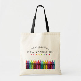 Rainbow Crayons Kindergarten Teacher Gift Tote Bag
