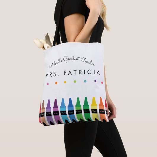 Rainbow Crayons Kindergarten Teacher Gift Tote Bag (Dichtbij)