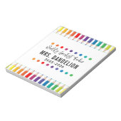 Rainbow Crayons Kindergarten Teacher Notitieblok (Linkerzijde)