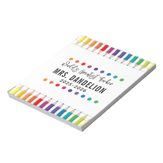 Rainbow Crayons Kindergarten Teacher Notitieblok (Linkerzijde)