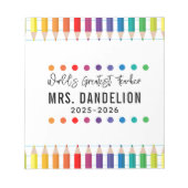 Rainbow Crayons Kindergarten Teacher Notitieblok (Voorkant)