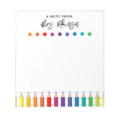 Rainbow Crayons Kindergarten Teacher Notitieblok (Voorkant)