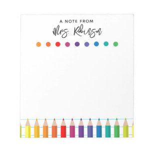 Rainbow Crayons Kindergarten Teacher Notitieblok
