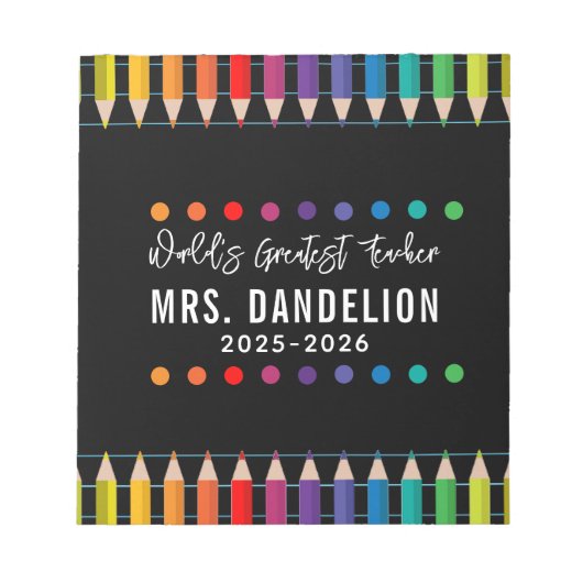 Rainbow Crayons Kindergarten Teacher Notitieblok (Voorkant)