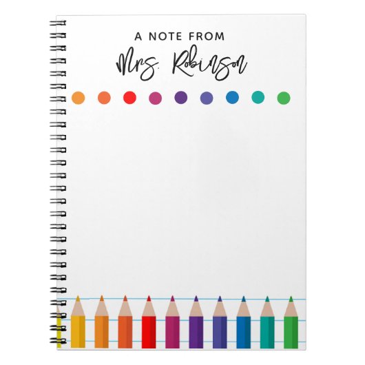 Rainbow Crayons Kindergarten Teacher Notitieboek (Voorkant)