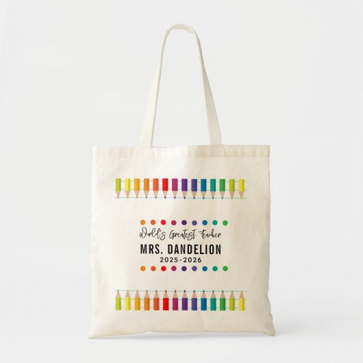 Rainbow Crayons Kindergarten Teacher Tote Bag (Voorkant)