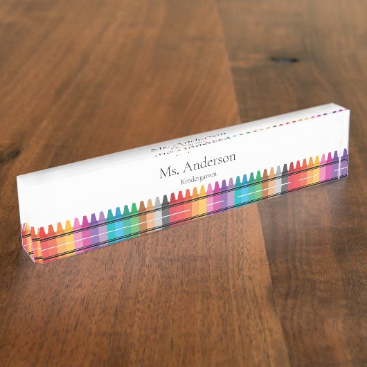 Rainbow Crayons Leraar Naam Grade Naambordje (Zijkant)