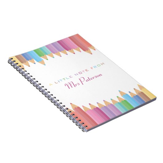 Rainbow Crayons Leraar Waardering Schattige Kleurr Notitieboek (Rechterzijde)