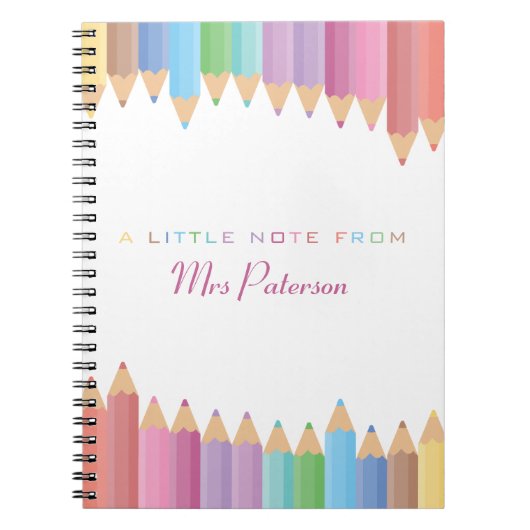 Rainbow Crayons Leraar Waardering Schattige Kleurr Notitieboek (Voorkant)