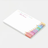 Rainbow Crayons Leraar Waardering Schattige Kleurr Post-it® Notes (Schuin)