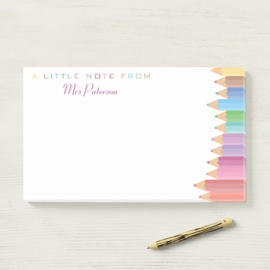 Rainbow Crayons Leraar Waardering Schattige Kleurr Post-it® Notes (Op bureau)