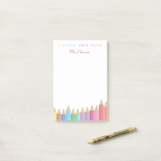 Rainbow Crayons Leraar Waardering Schattige Kleurr Post-it® Notes (Op bureau)