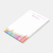 Rainbow Crayons Leraar Waardering Schattige Kleurr Post-it® Notes (Schuin)