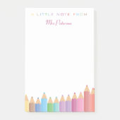 Rainbow Crayons Leraar Waardering Schattige Kleurr Post-it® Notes (Voorkant)