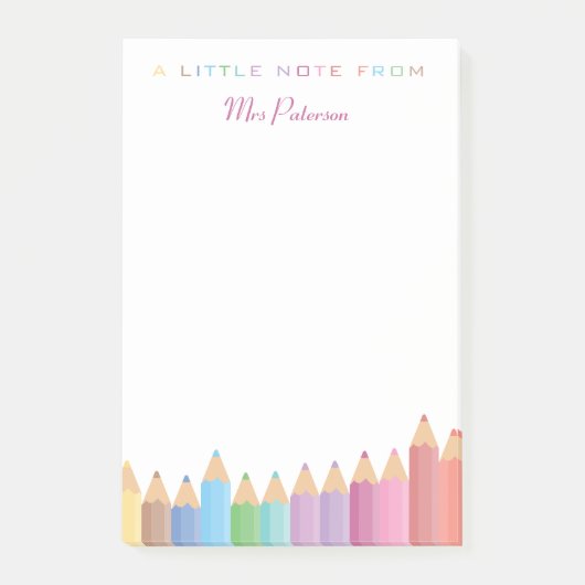 Rainbow Crayons Leraar Waardering Schattige Kleurr Post-it® Notes (Voorkant)