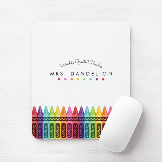 Rainbow Crayons Personaliste leraar Muismat (Met muis)
