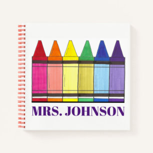 Rainbow Crayons Personalized School Art Teacher Notitieboek