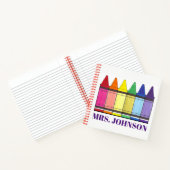 Rainbow Crayons Personalized School Art Teacher Notitieboek (Binnen)