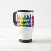 Rainbow Crayons Personalized School Art Teacher Reisbeker (Voorkant links)
