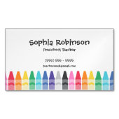 Rainbow Crayons Preschool Elementaire Leraar Magnetisch Visitekaartje (Voorkant)