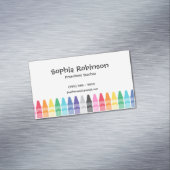Rainbow Crayons Preschool Elementaire Leraar Magnetisch Visitekaartje (Voorbeeld)
