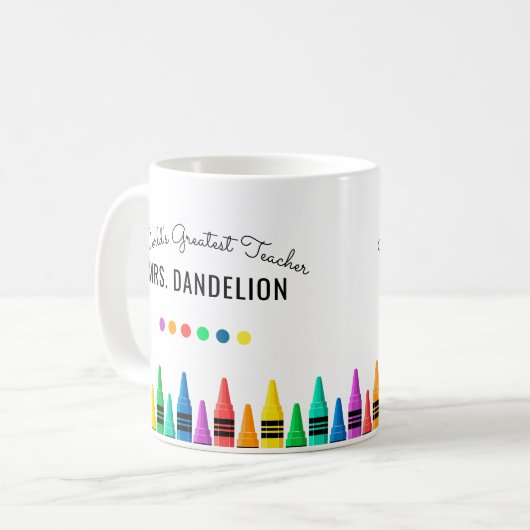 Rainbow Crayons 's werelds beste leraar koffie Koffiemok (Voorkant links)