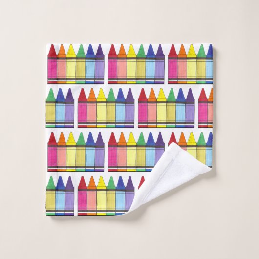 Rainbow Crayons School Art Teacher Colour Pride Bad Handdoek (Wasdoekje)