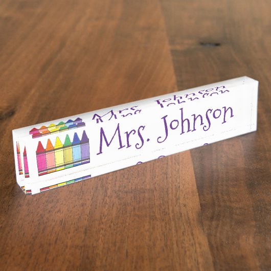 Rainbow Crayons School Art Teacher Education Naambordje (Zijkant)