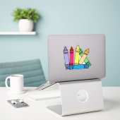 Rainbow Crayons Sticker (Laptop op bureau)