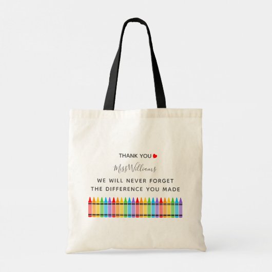 Rainbow Crayons Teacher Appreciation Canvas tas (Achterkant)