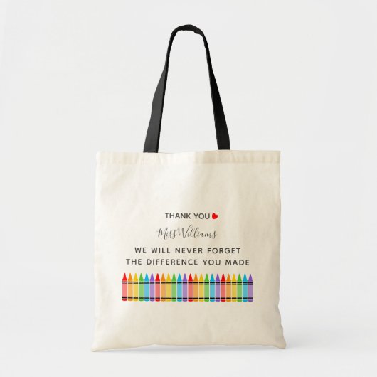 Rainbow Crayons Teacher Appreciation Canvas tas (Voorkant)