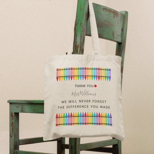 Rainbow Crayons Teacher Appreciation Canvas tas