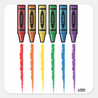Rainbow Crayons Vierkante Sticker