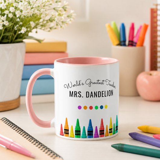 Rainbow Crayons Werelds Beste Docent Koffie Mok
