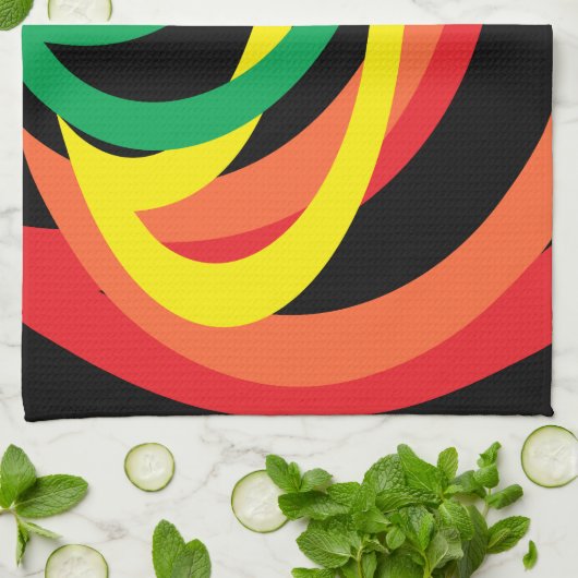 Rainbow Crescent Colors Abstracte keukenhanddoeken (Gevouwen)