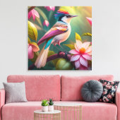 Rainbow Crested Jay Fantasy Bird Canvas Afdruk (Insitu (Woonkamer))