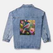 Rainbow Crested Jay Fantasy Bird Denim Jacket (Achterkant)