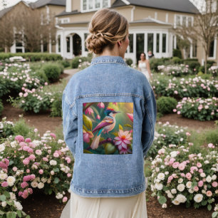Rainbow Crested Jay Fantasy Bird Denim Jacket