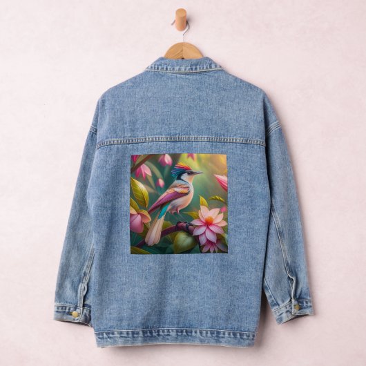 Rainbow Crested Jay Fantasy Bird Denim Jacket (Hangar)