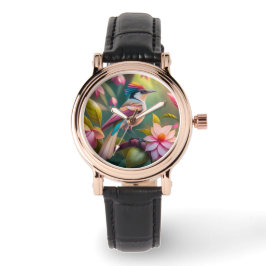 Rainbow Crested Jay Fantasy Bird Horloge