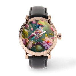 Rainbow Crested Jay Fantasy Bird Horloge