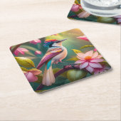 Rainbow Crested Jay Fantasy Bird Kartonnen Onderzetters (Schuin)