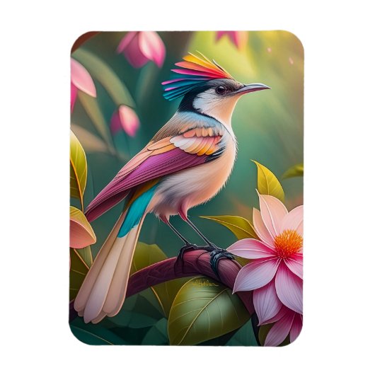 Rainbow Crested Jay Fantasy Bird Magneet (Verticaal)