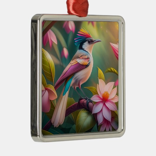 Rainbow Crested Jay Fantasy Bird Metalen Ornament (Rechts)