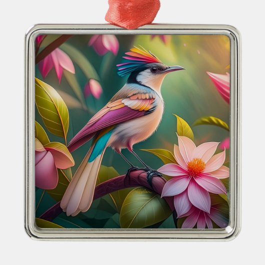 Rainbow Crested Jay Fantasy Bird Metalen Ornament (Voorkant)